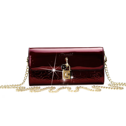 Brangio Italy Floral Embossed Clutch Wallet – Luxury Chain Crossbody Evening Bag
