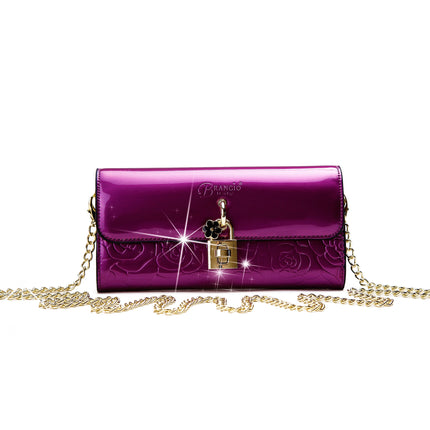 Brangio Italy Floral Embossed Clutch Wallet – Luxury Chain Crossbody Evening Bag