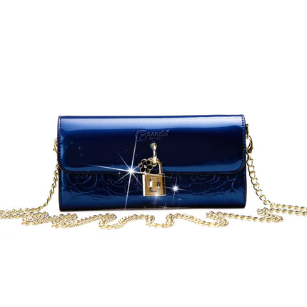 Brangio Italy Floral Embossed Clutch Wallet – Luxury Chain Crossbody Evening Bag