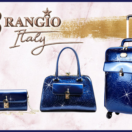 Brangio Italy Elegant Luxury Floral Embossed Designer Handbag