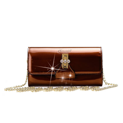 Brangio Italy Floral Patent Leather Crossbody Wallet Bag With Gold Chain Strap