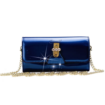 Brangio Italy Floral Patent Leather Crossbody Wallet Bag With Gold Chain Strap