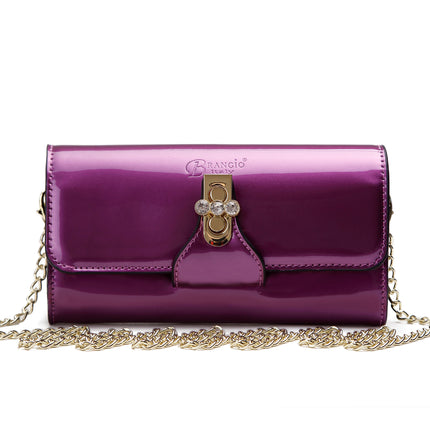 Brangio Italy Floral Patent Leather Crossbody Wallet Bag With Gold Chain Strap