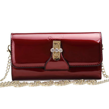 Brangio Italy Floral Patent Leather Crossbody Wallet Bag With Gold Chain Strap