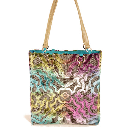 Baroque Teal Large Tote