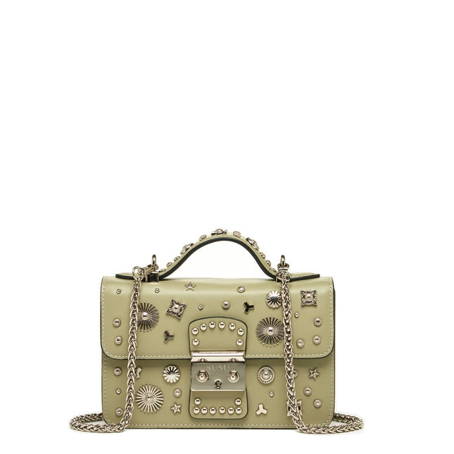 Small Leather Crossbody Bag Sage Green Purse