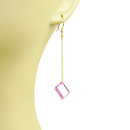Pink Sapphire Long Dangle Earrings