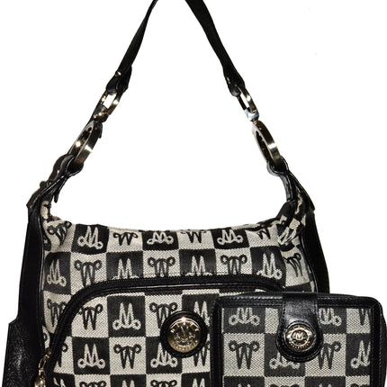 Misty Genuine Cowhide Leather Monogram Shoulder Bag With Front Pocket  [Made in Italy]