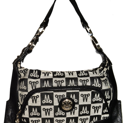 Misty Genuine Cowhide Leather Monogram Shoulder Bag With Front Pocket  [Made in Italy]