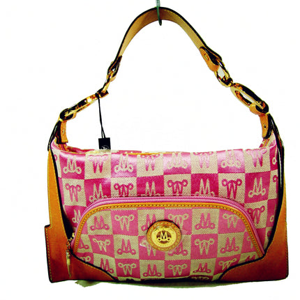 Misty Genuine Cowhide Leather Monogram Shoulder Bag With Front Pocket  [Made in Italy]