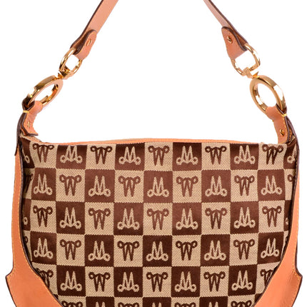 Misty Genuine Cowhide Leather Monogram Hobo Shoulder Bag  [Made in Italy]