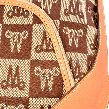 Misty Genuine Cowhide Leather Monogram Hobo Shoulder Bag  [Made in Italy]