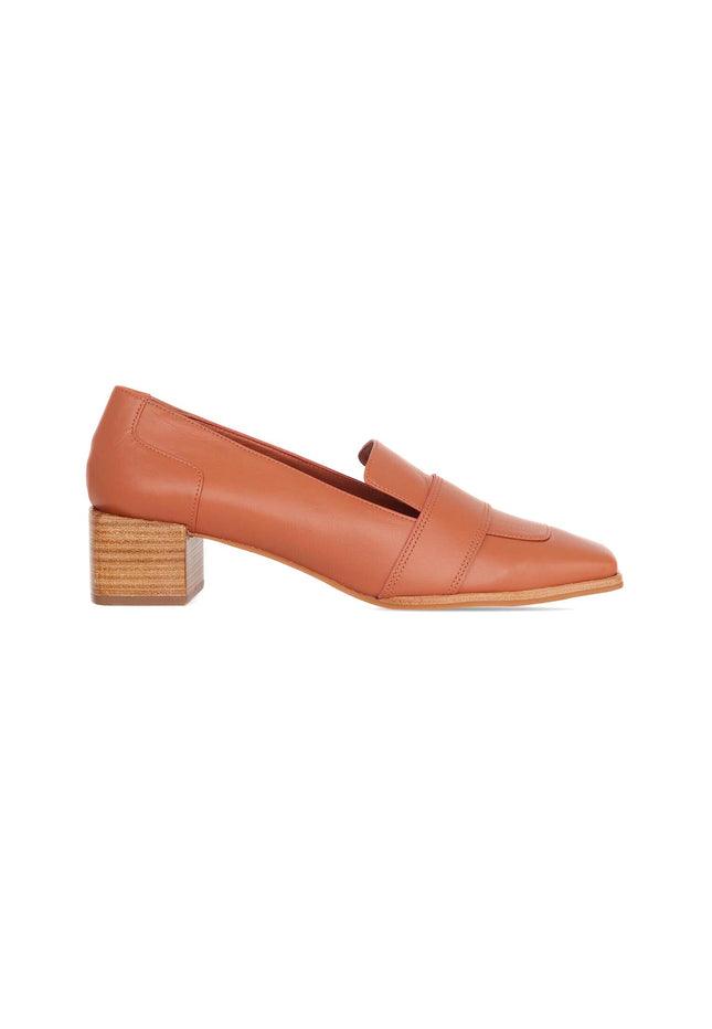 Louro Loafers in Caramel Calf Leather – 4cm Block Heel