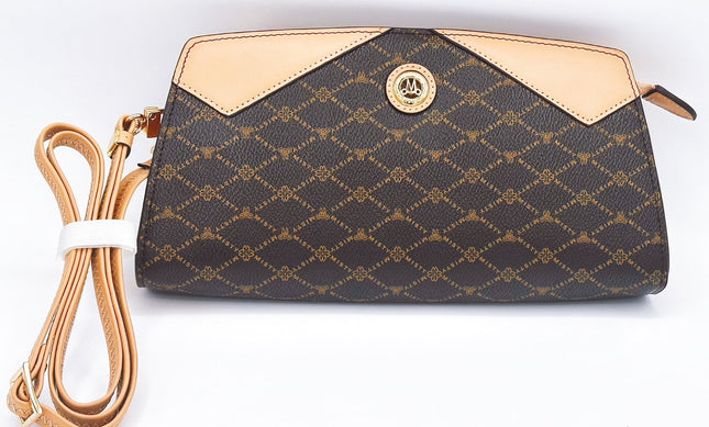 Misty Milan Monogram Clutch Genuine Leather Crossbody Bag  [Made in Italy]