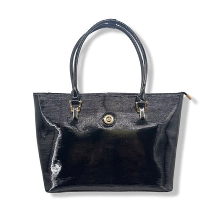 Misty Metallic Shine  Genuine Leather Tote   [Made in Italy]