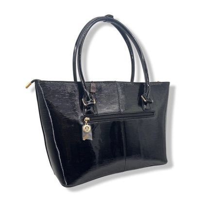 Misty Metallic Shine  Genuine Leather Tote   [Made in Italy]