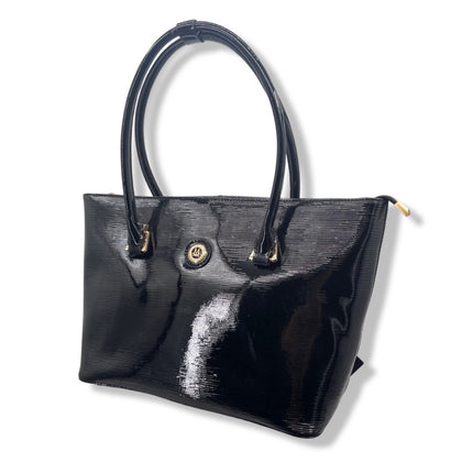 Misty Metallic Shine  Genuine Leather Tote   [Made in Italy]