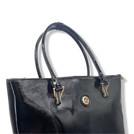 Misty Metallic Shine  Genuine Leather Tote   [Made in Italy]