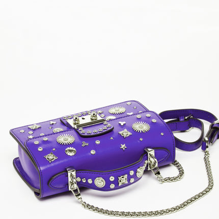 Studded Small Leather Crossbody Bag Royal Blue Purse  Women's Handbag