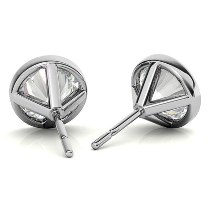 4.00 CTW Lab Grown Diamond Bezel Martini Stud Earrings in 14K White or Yellow Gold