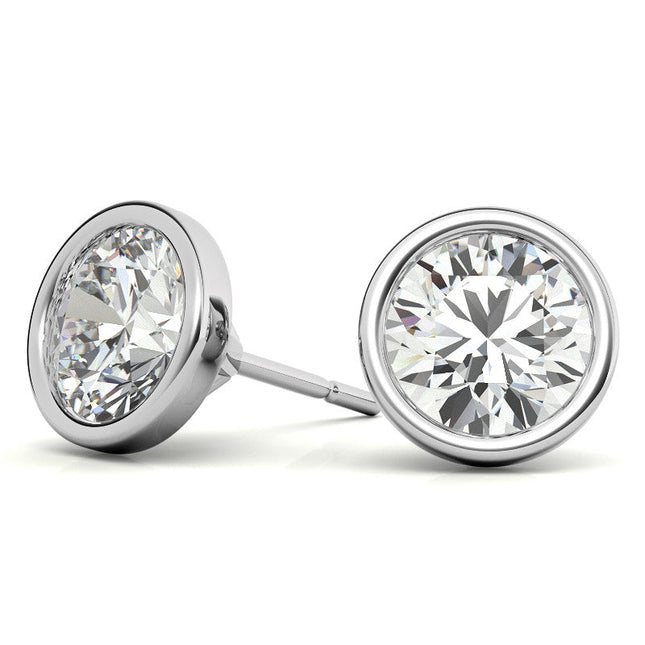 4.00 CTW Lab Grown Diamond Bezel Martini Stud Earrings in 14K White or Yellow Gold