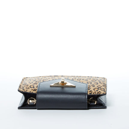 Mini Crossbody Bag Small Leather Leopard Black Purse Wristlet Women's Handbag