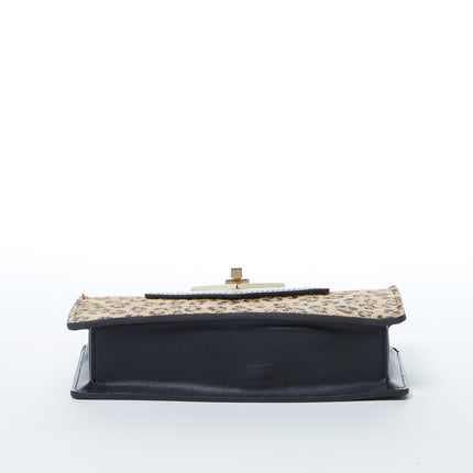 Mini Crossbody Bag Small Leather Leopard Black Purse Wristlet Women's Handbag