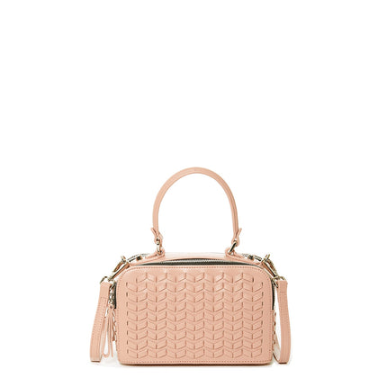 SUSU Woven Leather Crossbody Bag Pink Purse Women's Handbag