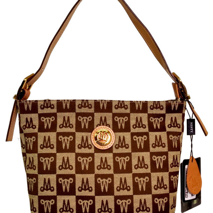 Misty Genuine Cowhide Leather Monogram Shoulder Bag  [Made in Italy]
