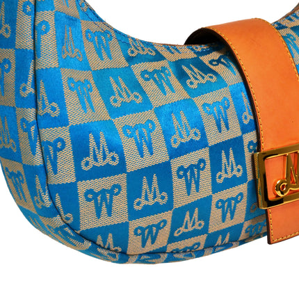 Misty Genuine Cowhide Leather Monogram Shoulder Hobo Bag  [Made in Italy]