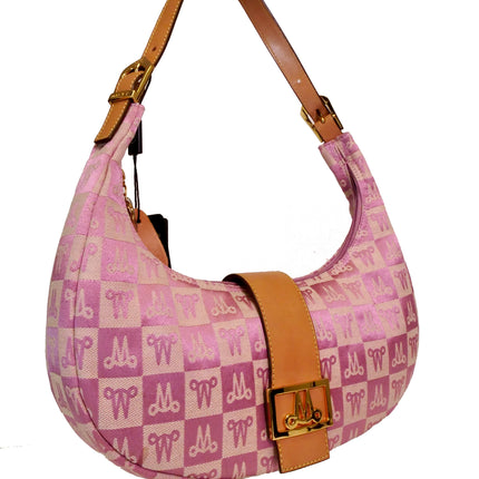Misty Genuine Cowhide Leather Monogram Shoulder Hobo Bag  [Made in Italy]