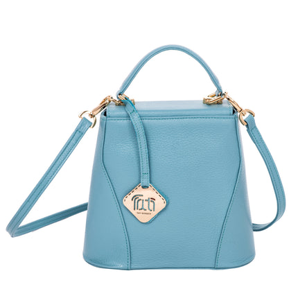 TATI BODUCH Designer Handbag, AGATE Mini Collection, Genuine Leather: Turquise, Knitwear: Turquise