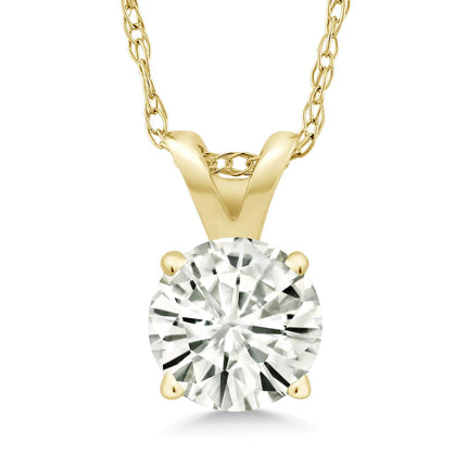 2.00 CTW Created Moissanite Solitaire Pendant Necklace With 18" Chain - Choice of 14k White or Yellow Gold