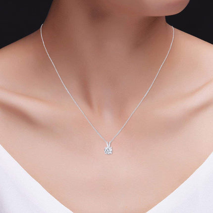 2.00 CTW Created Moissanite Solitaire Pendant Necklace With 18" Chain - Choice of 14k White or Yellow Gold