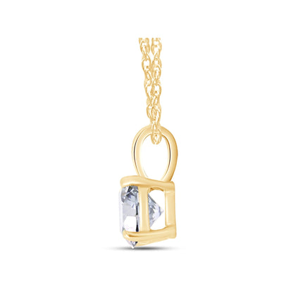 2.00 CTW Created Moissanite Solitaire Pendant Necklace With 18" Chain - Choice of 14k White or Yellow Gold