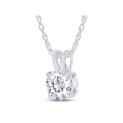 2.00 CTW Created Moissanite Solitaire Pendant Necklace With 18" Chain - Choice of 14k White or Yellow Gold