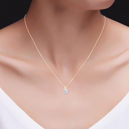 2.00 CTW Created Moissanite Solitaire Pendant Necklace With 18" Chain - Choice of 14k White or Yellow Gold