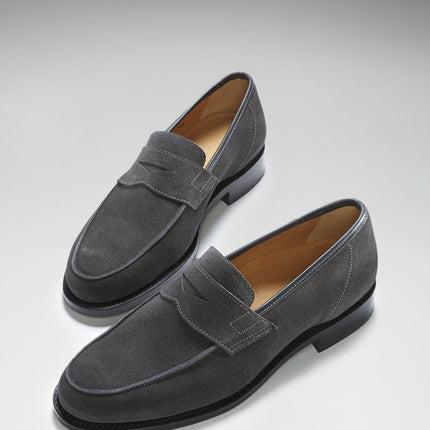 Slate Grey Suede Loafers, Welted Leather Sole