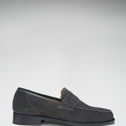 Slate Grey Suede Loafers, Welted Leather Sole