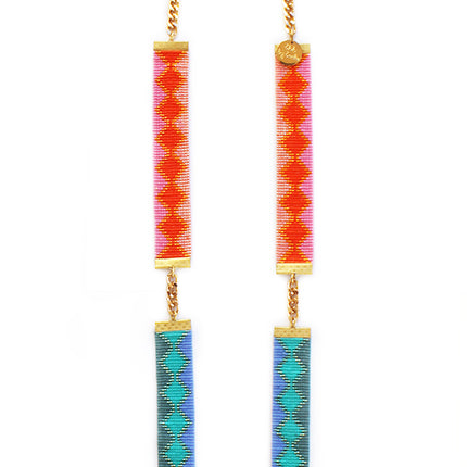 Rio Long Beaded Necklace - Coral, Pink and Turquoise