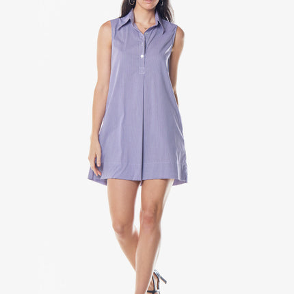 Italian Cotton Sleeveless Dress in Purple
