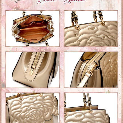 Brangio Italy Luxury Elegant Rose Embellished Satchel Bag