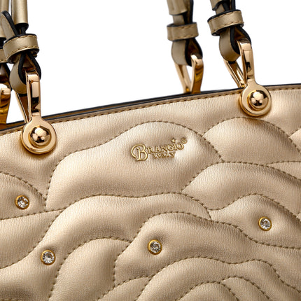 Brangio Italy Luxury Elegant Rose Embellished Satchel Bag