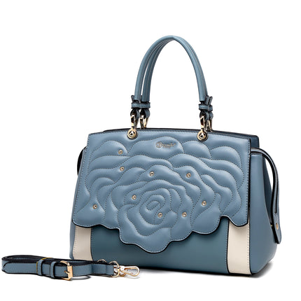 Brangio Italy Luxury Elegant Rose Embellished Satchel Bag
