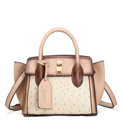 Brangio Italy  Ostrich Texture Embossed Designr Satchel Bag