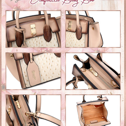 Brangio Italy  Ostrich Texture Embossed Designr Satchel Bag