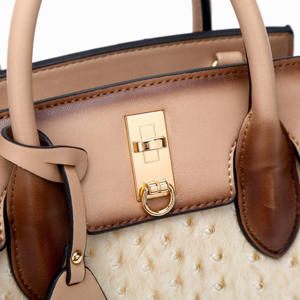 Brangio Italy  Ostrich Texture Embossed Designr Satchel Bag