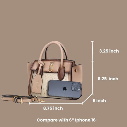 Brangio Italy  Ostrich Texture Embossed Designr Satchel Bag