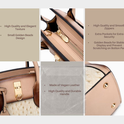 Brangio Italy  Ostrich Texture Embossed Designr Satchel Bag