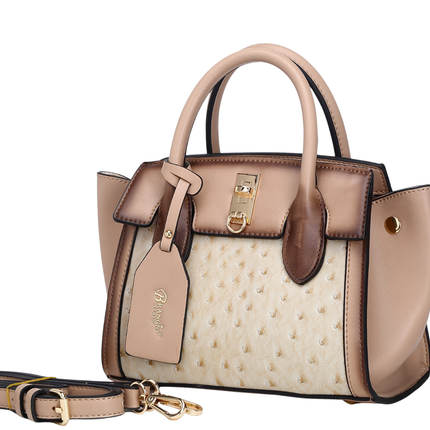Brangio Italy  Ostrich Texture Embossed Designr Satchel Bag